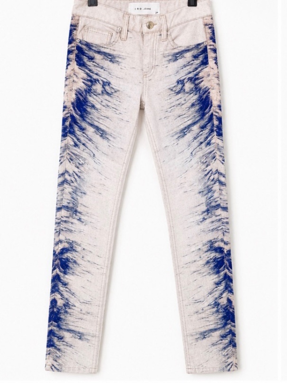 IRO.JEANS Abstract Blue Print Skinny Jeans Size 24 Designer Denim